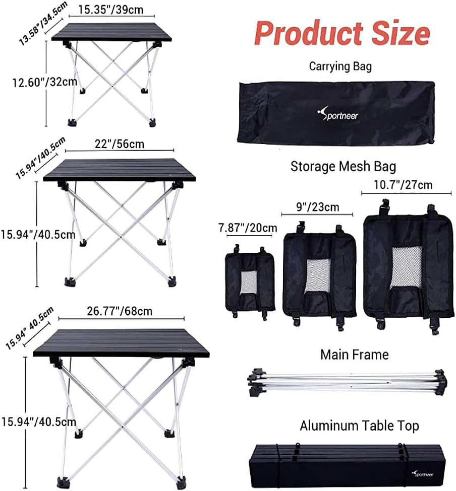 Sportneer Camping Table Folding Table, Portable Lightweight Aluminum Table Top - Image 5