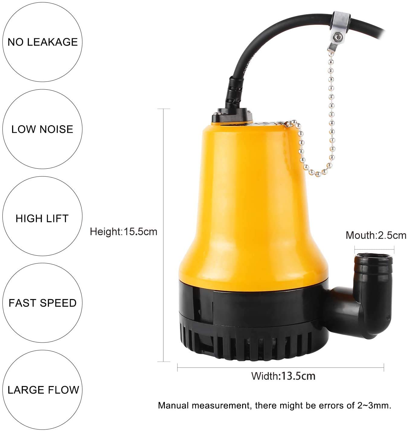 Pompe submersible DC 12 v 60 W 3600 L / h pour bateau de bassin avec câble de 1,3 m