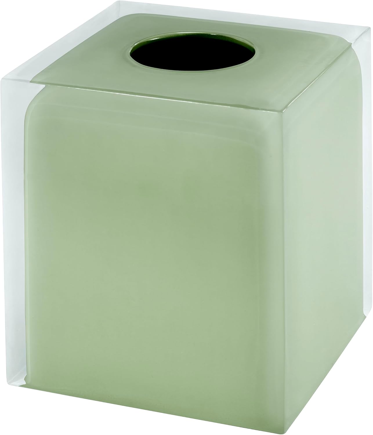 Izod - Tissue Box Cover, Clear Resin Countertop Accessories, Modern Bathroom Decor, Dorm Room Essentials (Marina Collection, Green)