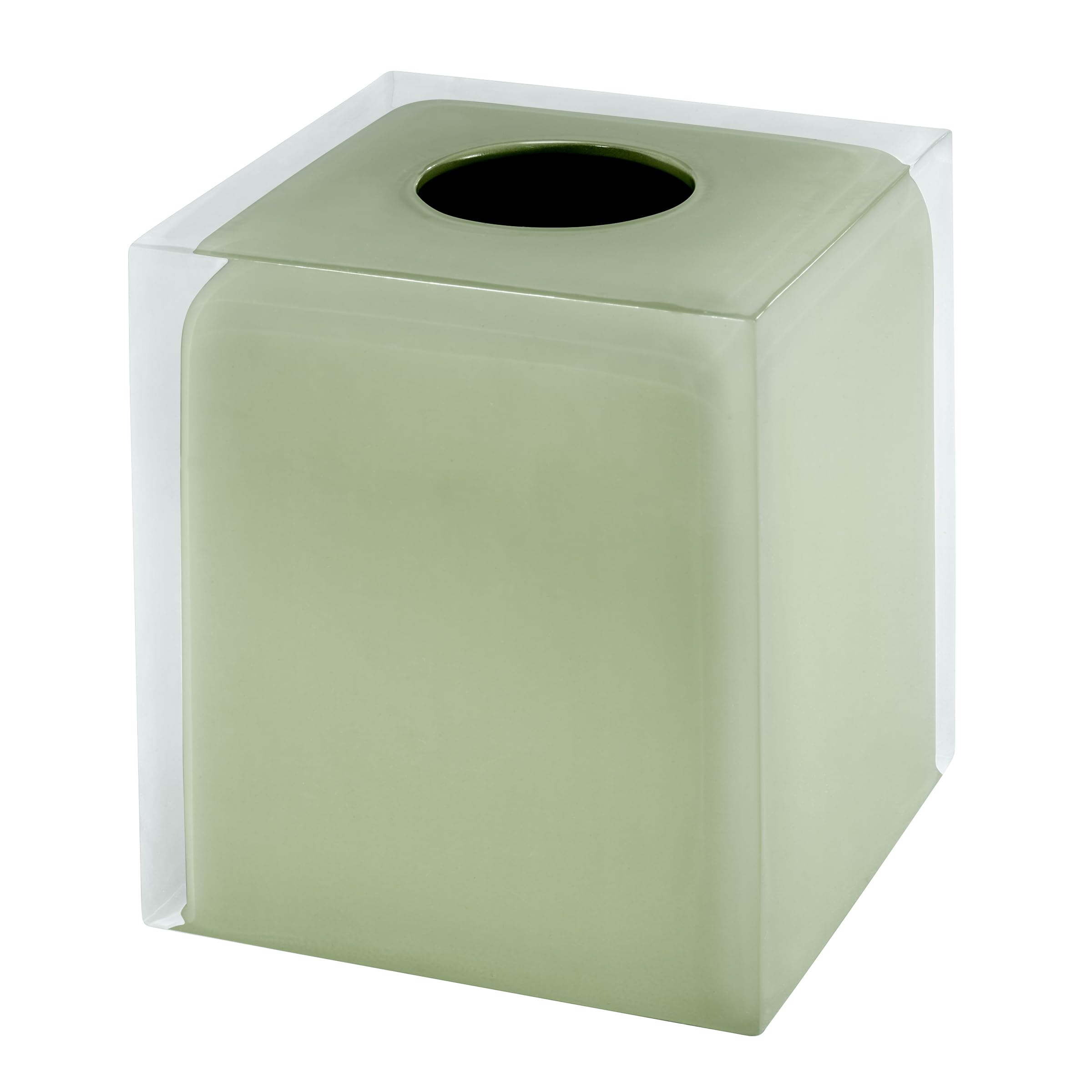 Izod - Tissue Box Cover, Clear Resin Countertop Accessories, Modern Bathroom Decor, Dorm Room Essentials (Marina Collection, Green)