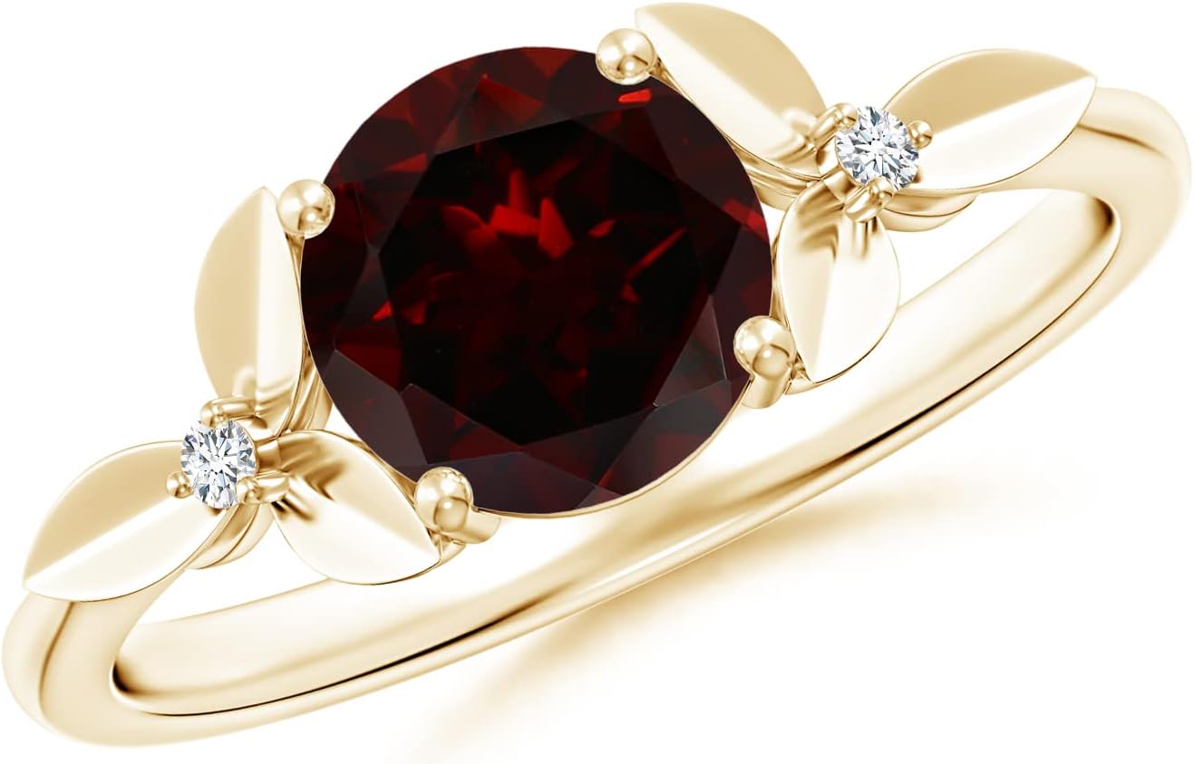 ANGARA Natural Garnet Solitaire Ring for Women in 14K Solid Gold | Birthday, Engagement, Anniversary, Wedding Jewelry Gift for Women