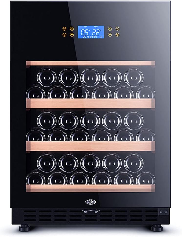 Freestanding Large Capacity Wine Refrigerator 44 Bottle Thermostat 118L Cellar Grade Wine Cabinet with LED Display Temperature Range: 5-22℃ Black (Without Transformer Style A)