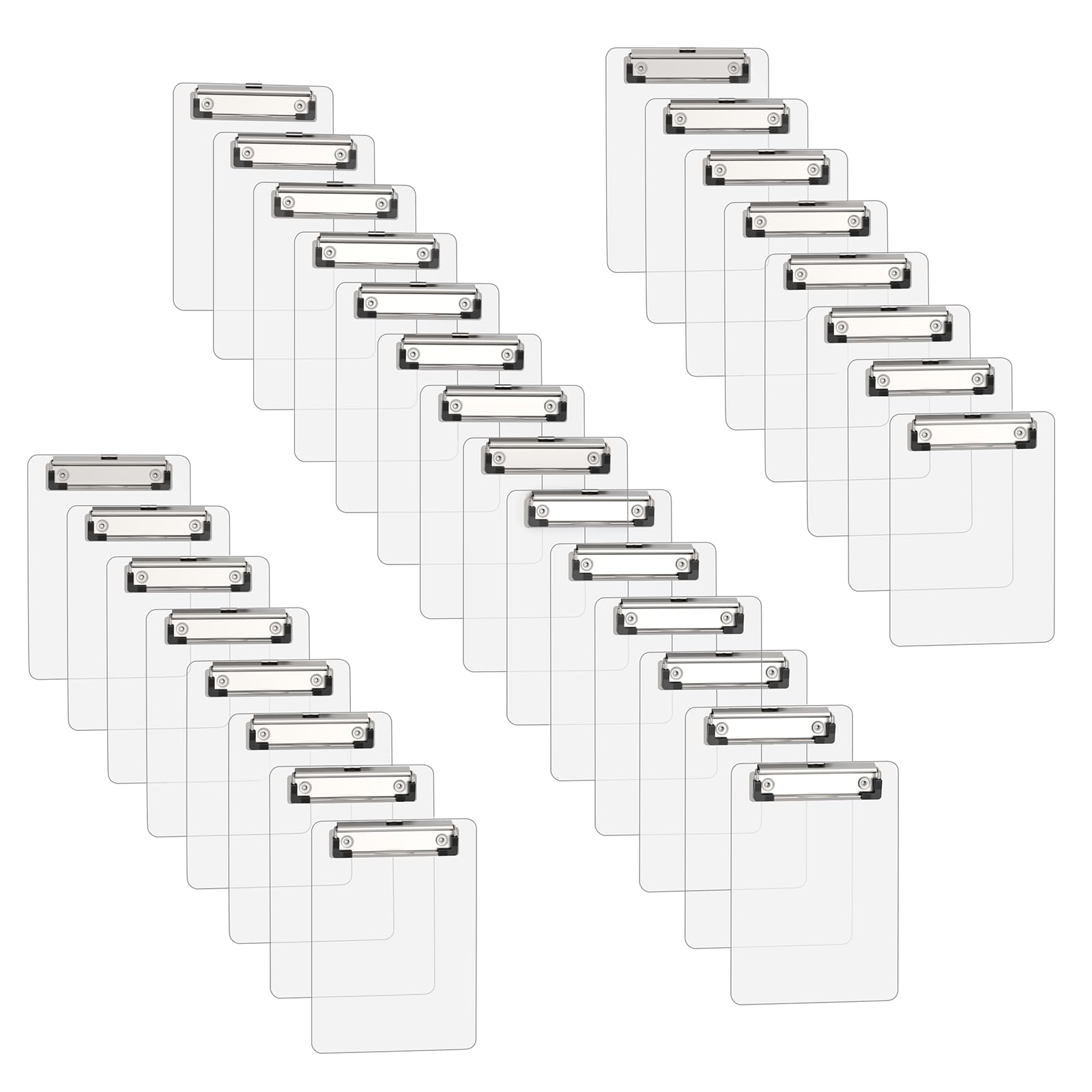 Juvealoe Mini Clipboard 30 Pack, 5 x 7 Plastic Small Clear Clip Boards with Low Profile Clip, Memo Size for Classroom, Teacher, Students, School &