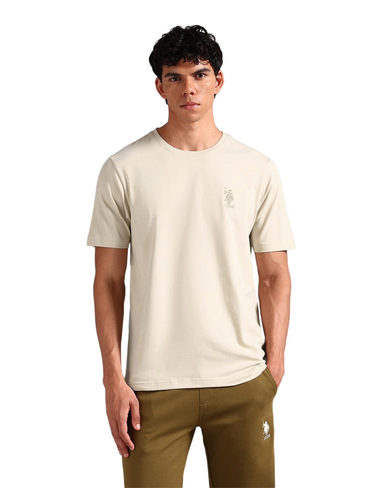 Vero Moda Mens OEE12 Comfort Fit Pure Cotton Lounge T-Shirt in neutral