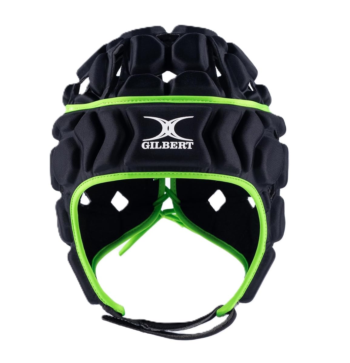 Gilbert Octane Rugby Headguard Scrum Cap Protection - Senior - Black Green - Medium