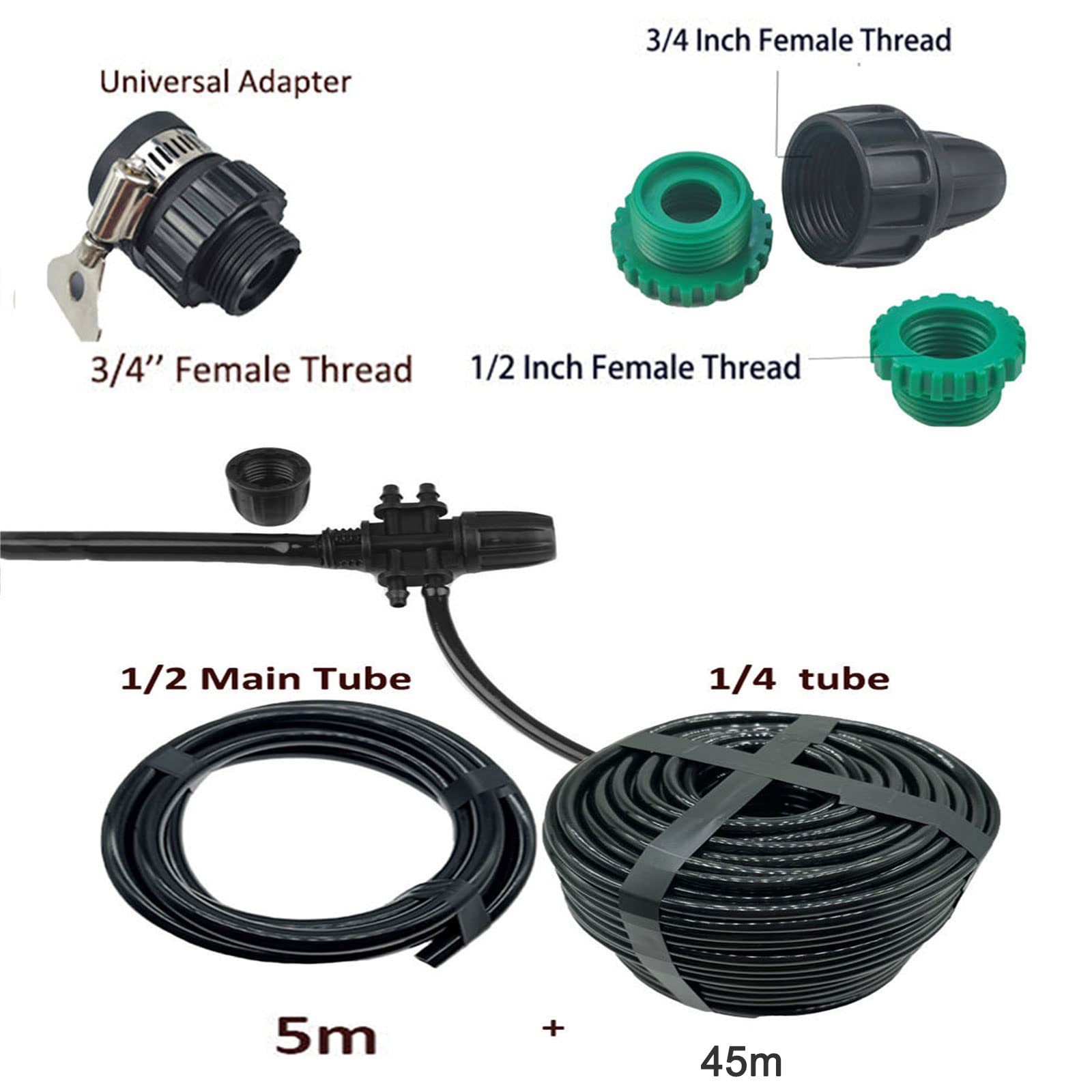 Kit di irrigazione a goccia, Sistema di irrigazione a goccia automatico da 164 piedi con 3 ugelli regolabili for patio prato
