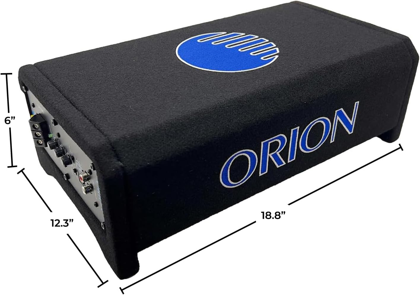ORION Cobalt CPE100 10” 1600W Max Active Down-Firing Subwoofer Thin Enclosure with Built-in Amplifier – Slim Loaded Sub for Tight Spaces in Cars and Trucks, Air-Tight Sealed Shallow Mount Enclosure