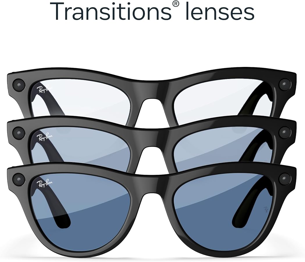 Ray-Ban  SKYLER ブラック サングラス Ray-Ban Meta Glasses, Skyler - Shiny Black, Clear to Blue