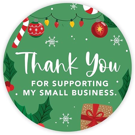 Andaz Press Christmas Round Small Business Sticker Labels, 2 Inch Round, Thank You for Supporting My Small Business, Christmas Ornament and Lights ...