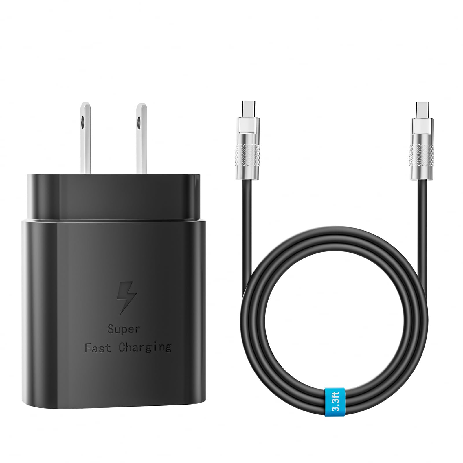 25W Super Fast Charger USB C Android Phone Charging Adapter with 3.3FT USB Type C Charger Cable Cord for Galaxy S24 Ultra/S24/S23/S22 Ultra/S22+/S22