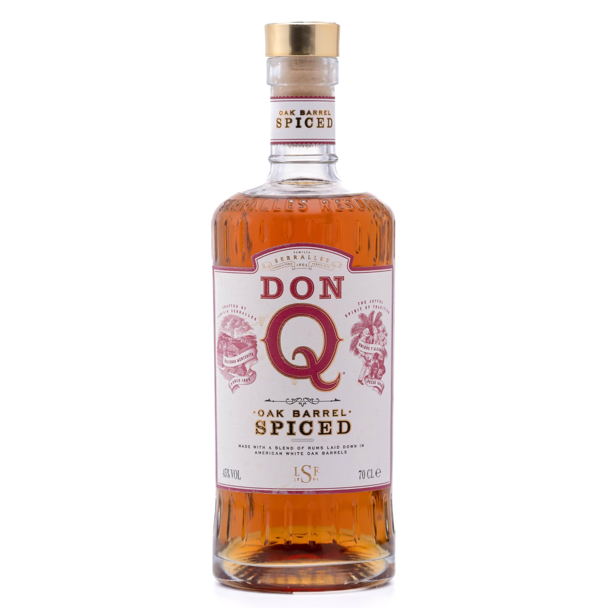 Don Q Oak Barrel Spiced Rum 70cl, 45 percent ABV – Puerto Rican Spiced Rum Aged 3 Years in American White Oak - Smooth, Warm Spices & Toasted Oak – Ideal for Mules, Daiquiris & Premium Gifting