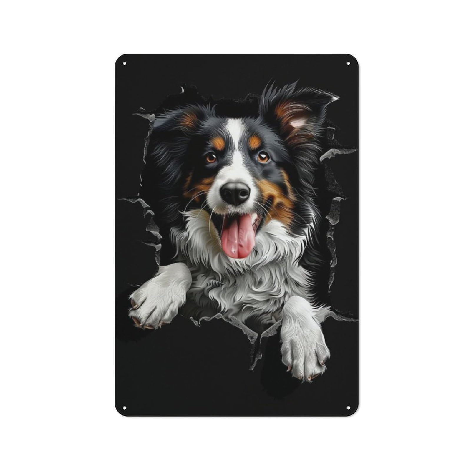 Junmoney Collie Vintage-Inspired Tin Sign 30X20cm For Café Or Restaurant, For Cooler-Month Interiors With Vintage Character