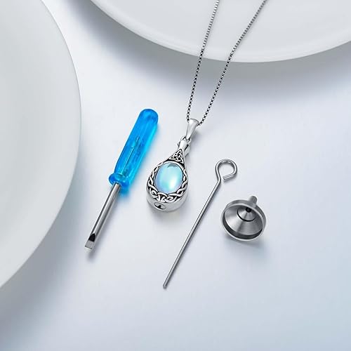Miniatura 3 de Flpruy Joyería de cremación para cenizas, collar personalizado de urna para cenizas para mujeres, piedra de nacimiento, piedra lunar, ópalo,