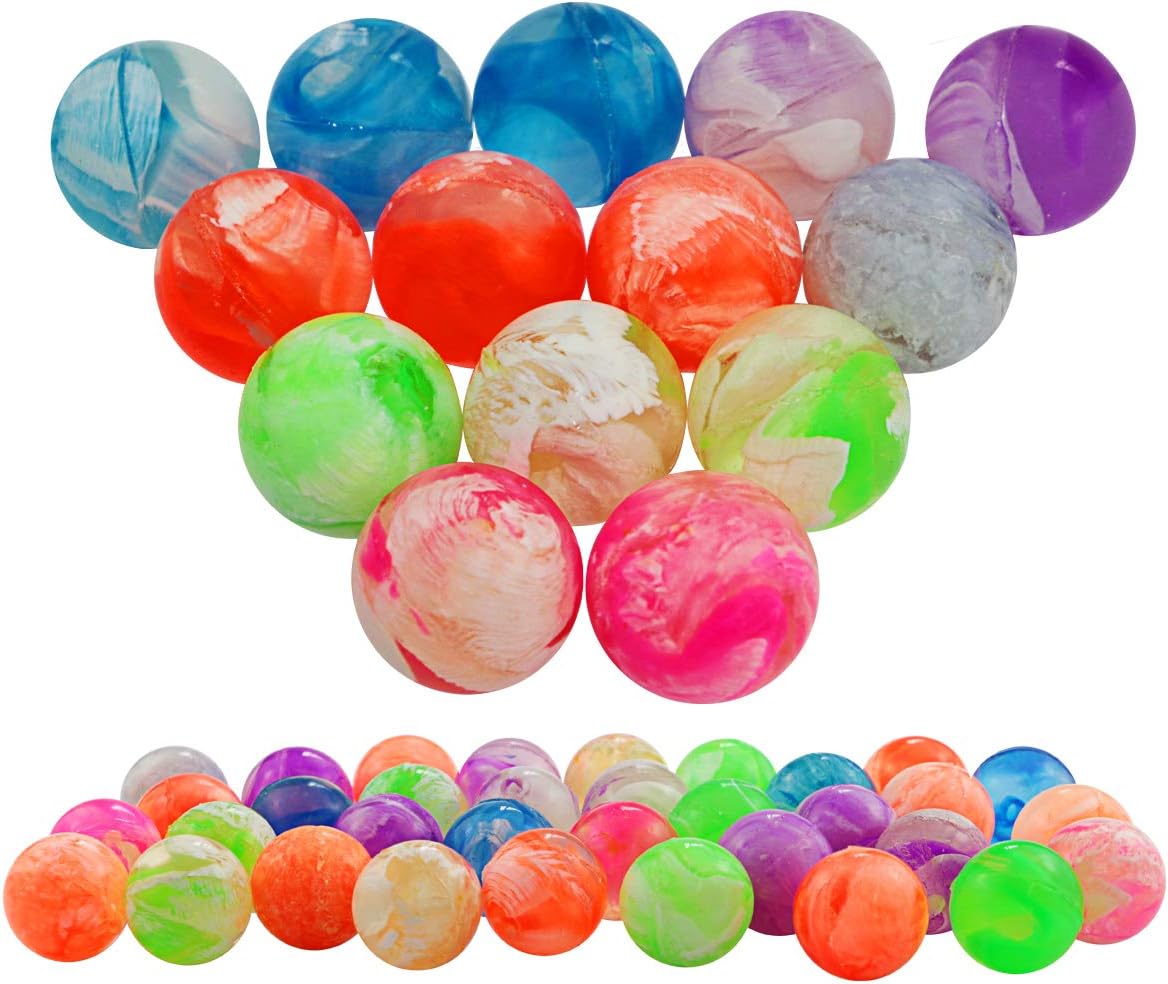Agreatca 100 pcs Cloud 19 mm Mini Neon Swirl Bouncing Balls Bulk Kit for Kids, Rubber
