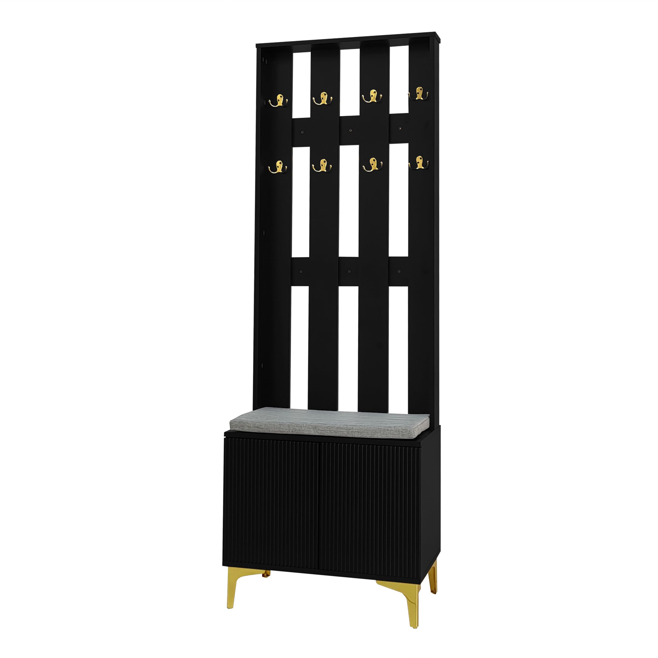 Merax Ensembles de Meubles pour Entrée, Moderne Meuble Entree Couloir avec Meuble à Chaussures et Coussins, Noir