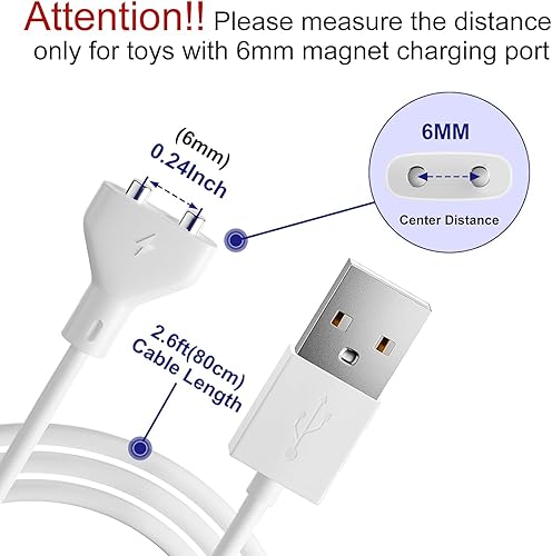 Miniatura 3 de Cable de carga magnético USB DC de 2.7 pies de repuesto para juguetes recargables, masajeadores cepillo de dientes eléctrico (0.236 in)