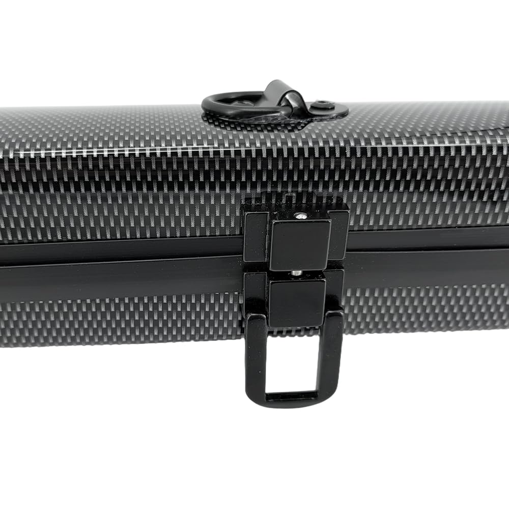 Estuche para violín y violonchelo 4/4 portátil duro de fibra de carbono con correa para el hombro para 2 arcos. Interior de felpa gruesa a prueba de golpes de espuma (negro)