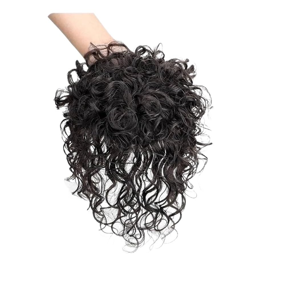 Naturalnie falowana treska włosów dla kobiet, Clip-In, z koronkową podstawą, przedłużenie włosów, zakrywanie wypadania włosów, 30 cm (naturalna czerń)