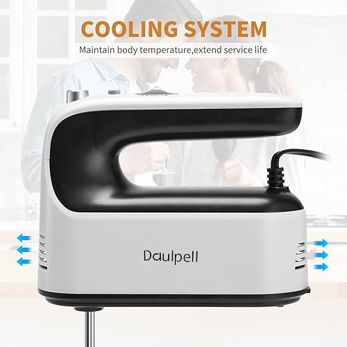 Miniatura 6 de Batidora de mano eléctrica de mano, 5 velocidades + 400 W de alta potencia, mezclador de mano eléctrico para hornear pastel, huevo crema con Turbo