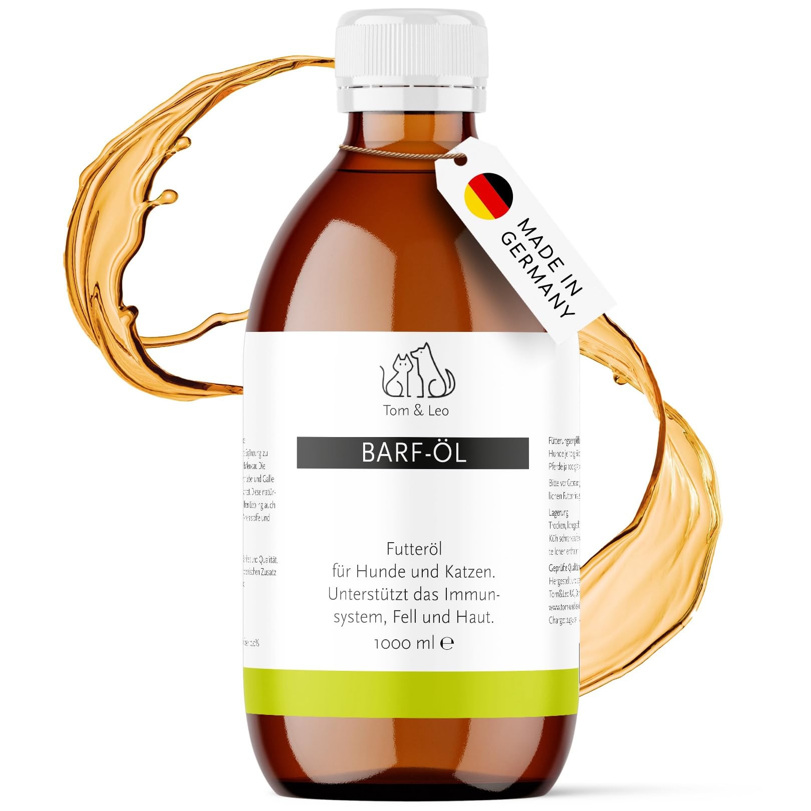Barf Öl 1000ml von Tom & Leo | Für Hunde & Katzen | Unterstützt Gelenkgesundheit & stärkt Haut und Fell