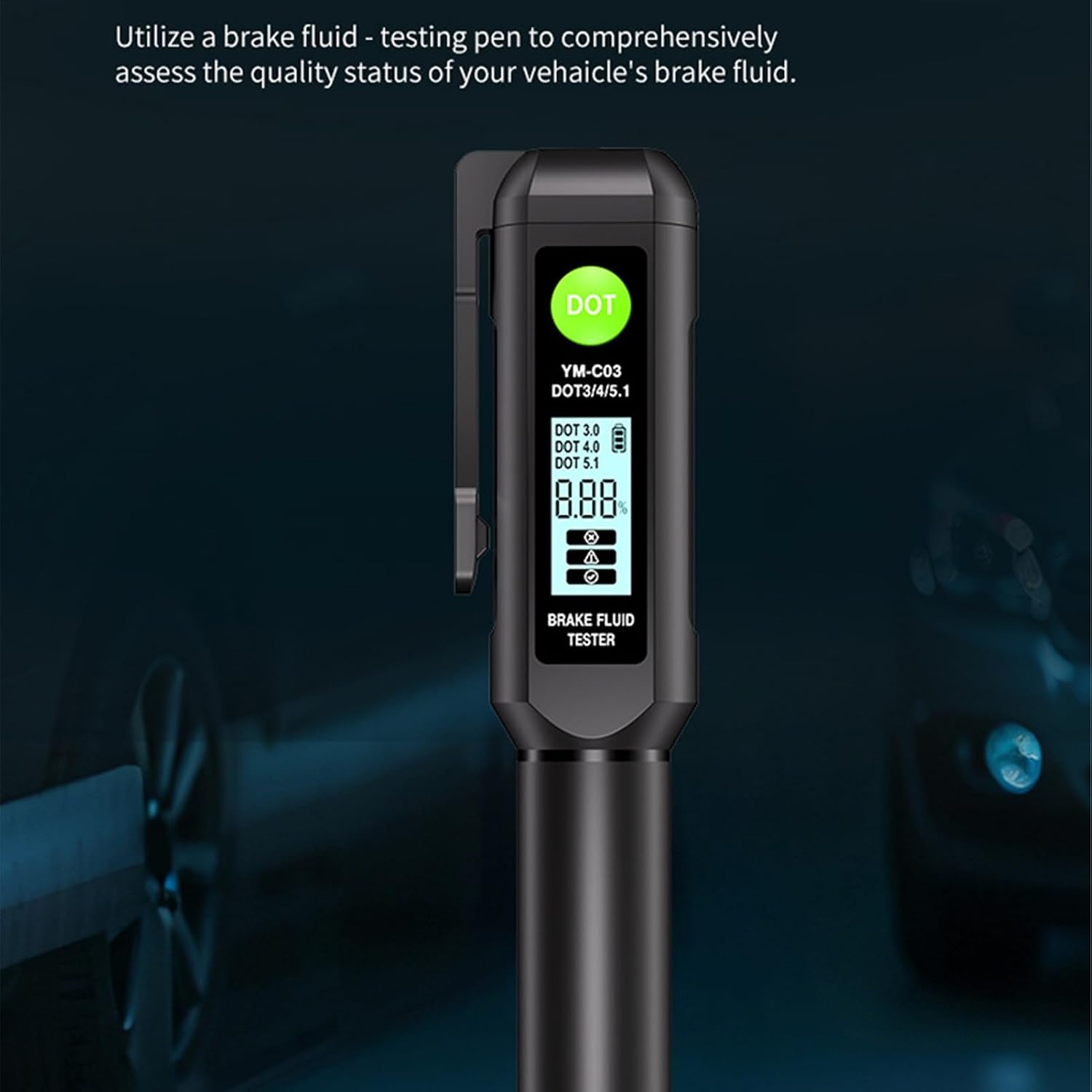 Brake Fluid Moisture Tester - Meter Analyzer Pen for Fluid,High-Precision Brake Moisture Tester,for Automotive Trailer Sedan SUV Motorcycle RV Combustion Engine Truck