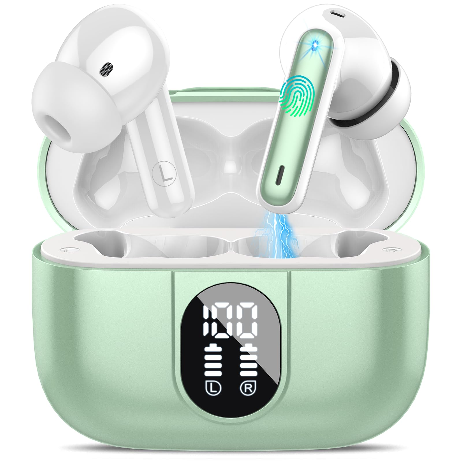 Wireless Earbuds, 2025 Bluetooth Headphones 5.3 HiFi Stereo Earphones, 40H Playtime in-Ear Earbud, Bluetooth Earbud with LED Power Display, IP7