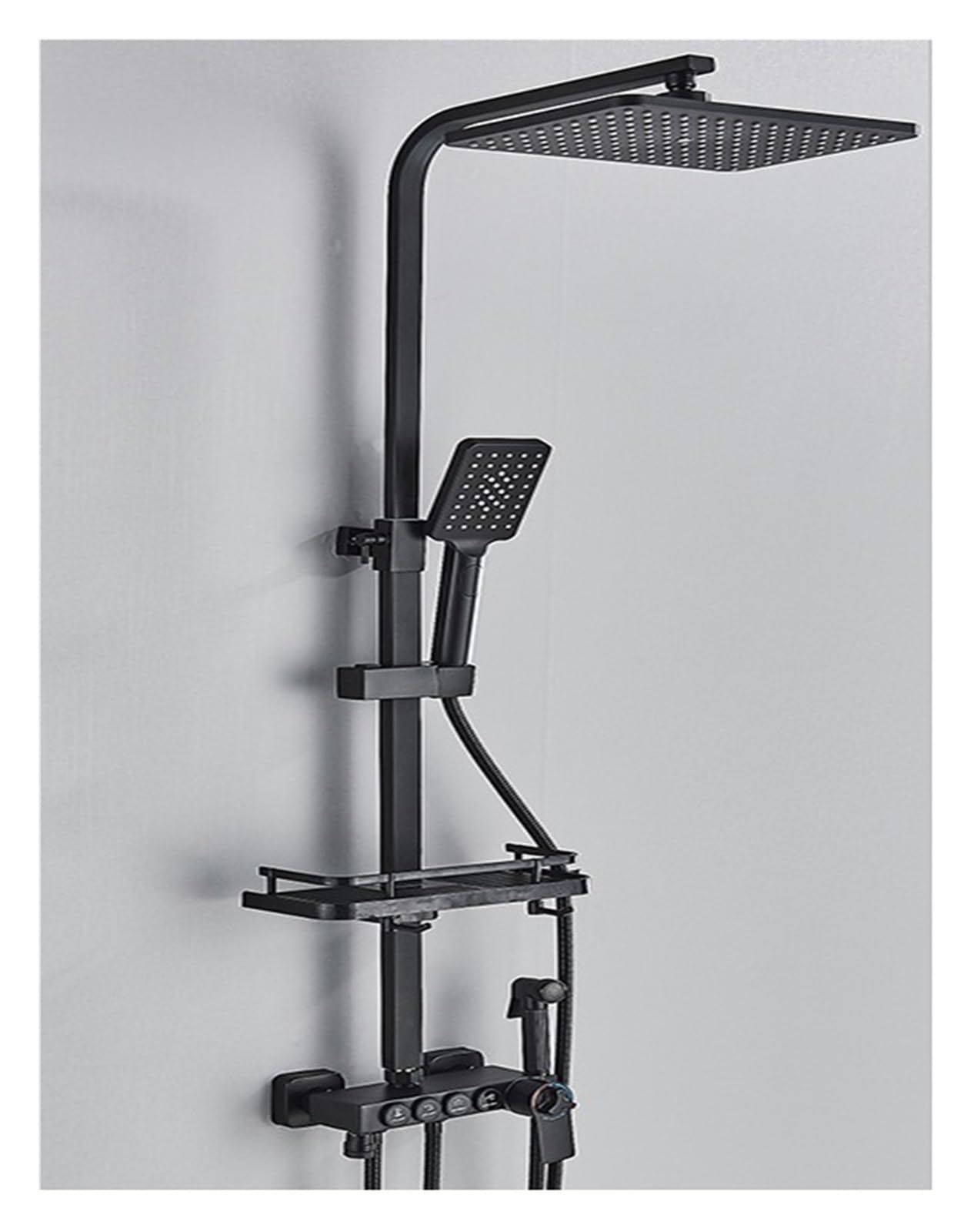 Soywim Black 4Ways C Shower System, Digital Display Bathroom Shower System,Thermostatic Faucet Black Set,Modern Rainfall Tap For(Black 4Ways C)