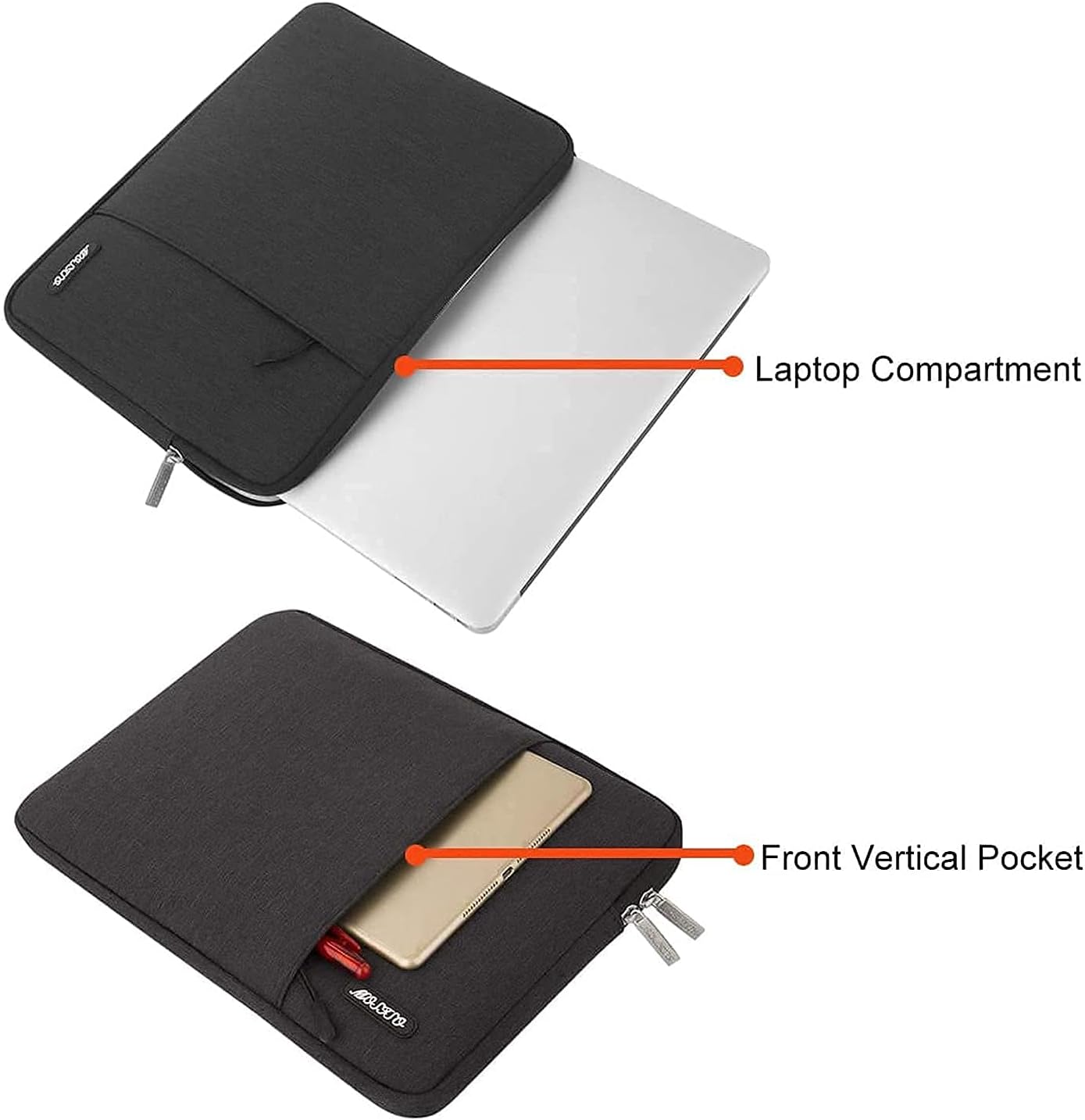 MOSISO Compatible with MacBook Pro 14 inch Case 2021 2022 Release A2442 M1, Vertical Sleeve Bag&Plastic Hard Shell&Keyboard Skin&Screen Protector&Storage Bag, Crystal Black&Black