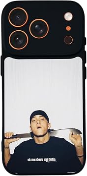 iPhone 17 Pro ile Uyumlu Eminem Tasar ml  Glossy Premium K l f, Siyah