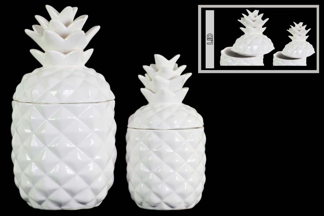 Tarro Urban Trends 43156 blanco pack de 2 soluciona el desorden visual en estantes