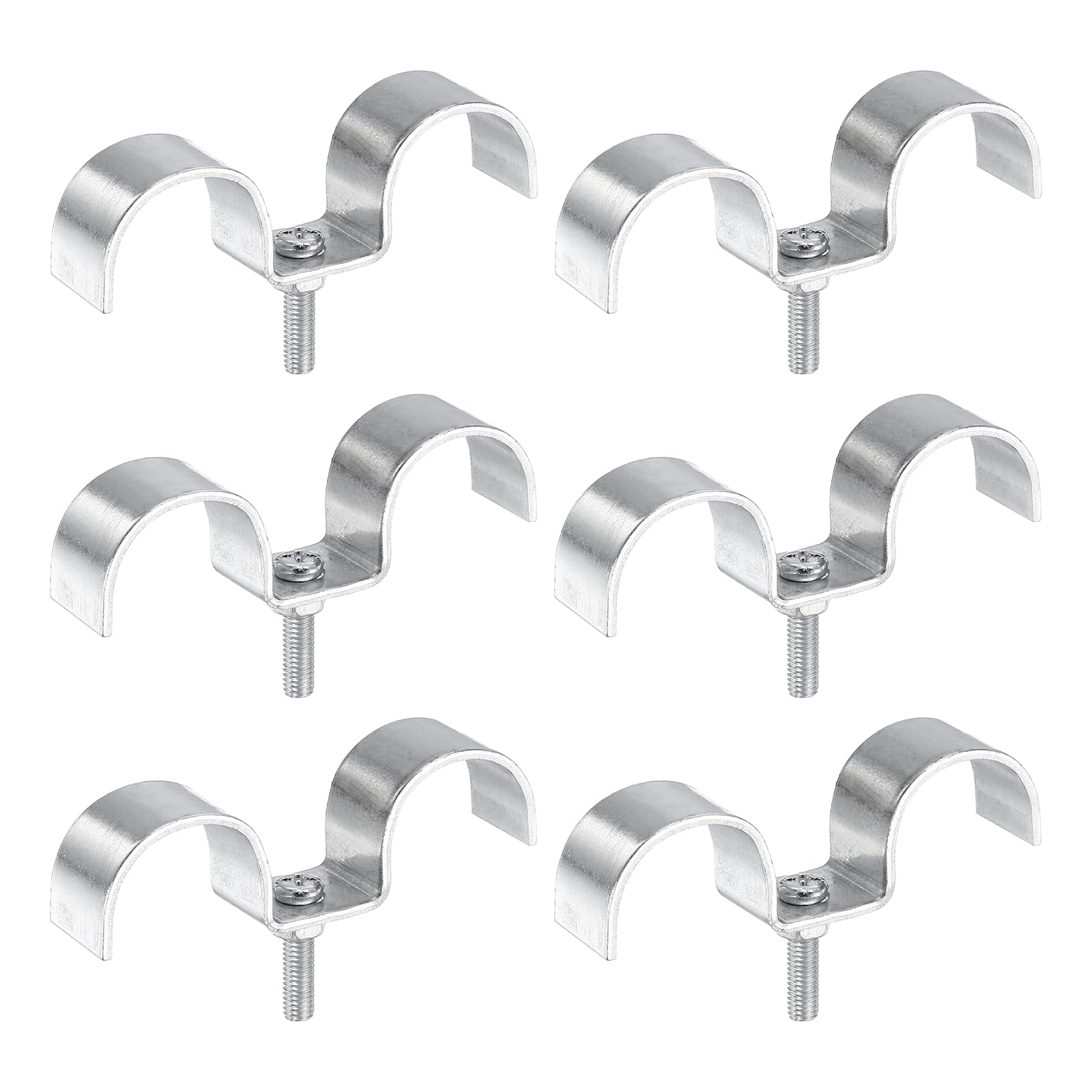 sourcing map 6Set Stainless Steel Double Line Clamp 25 mm / 1 inch Fuel Lines Clips M-Shape Mounting Clip for Brake Fuel Lines Tubes Wire Pipe Cord Installation, Silver