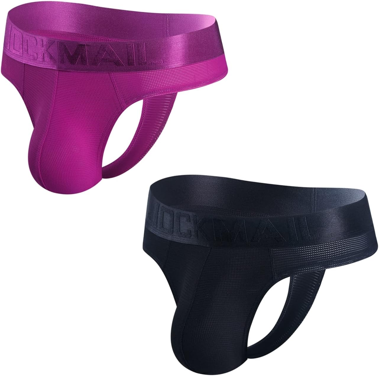 JOCKMAIL 2PCS/Pack Mens Jock Strap Mens Thongs Briefs Breathable Mesh Mens Athletic Supporter Jockstrap with Silk Waistband
