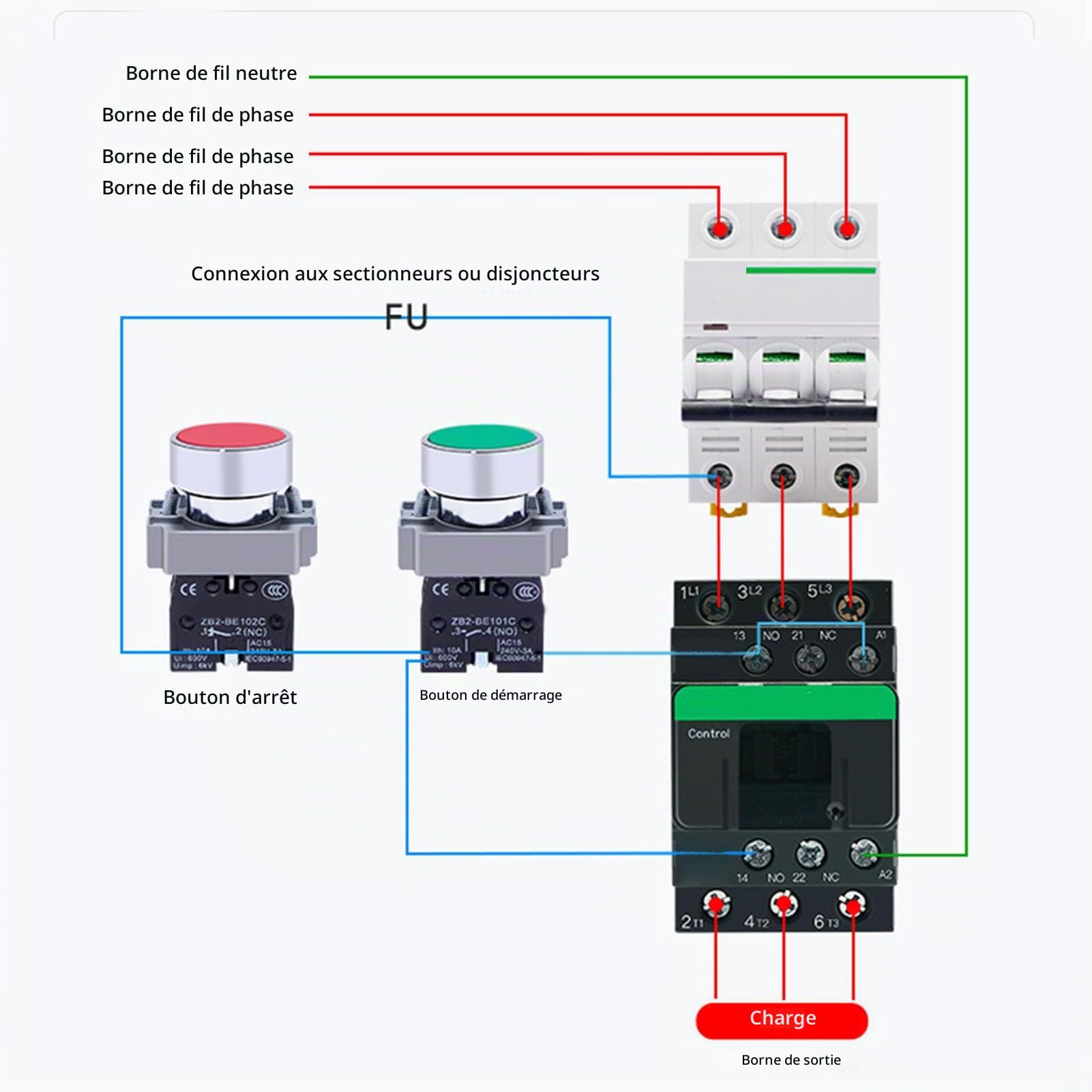 Contacteur AC LC1D32 32A Contrôleur de Moteur de Bobine Haute Tension, 1NO 1NC, Forte conductivité, pour Installation électrique Industrielle et Contrôle de Charging