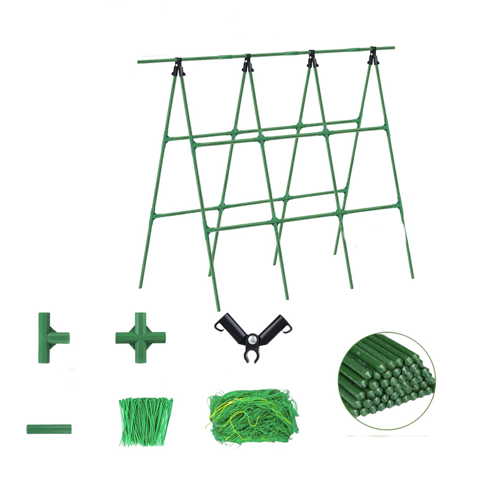 Netbiio Easy Assemble Stable Triangular Plant Structure With Net Ties Weather For Vegetables 47L 63H Vegetable Climbing Frames