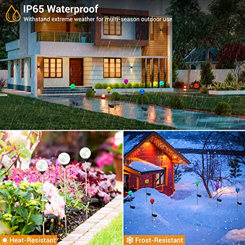 Solar Outdoor Lights - 4 Pack Crystal Glass Led Solar Garden Globe Lights, Color-Changing Solar Stake Lights Auto On/Off, Solar Pathway Lights For Landscape Patio Yard Walkway Christmas Decoration #TOP3