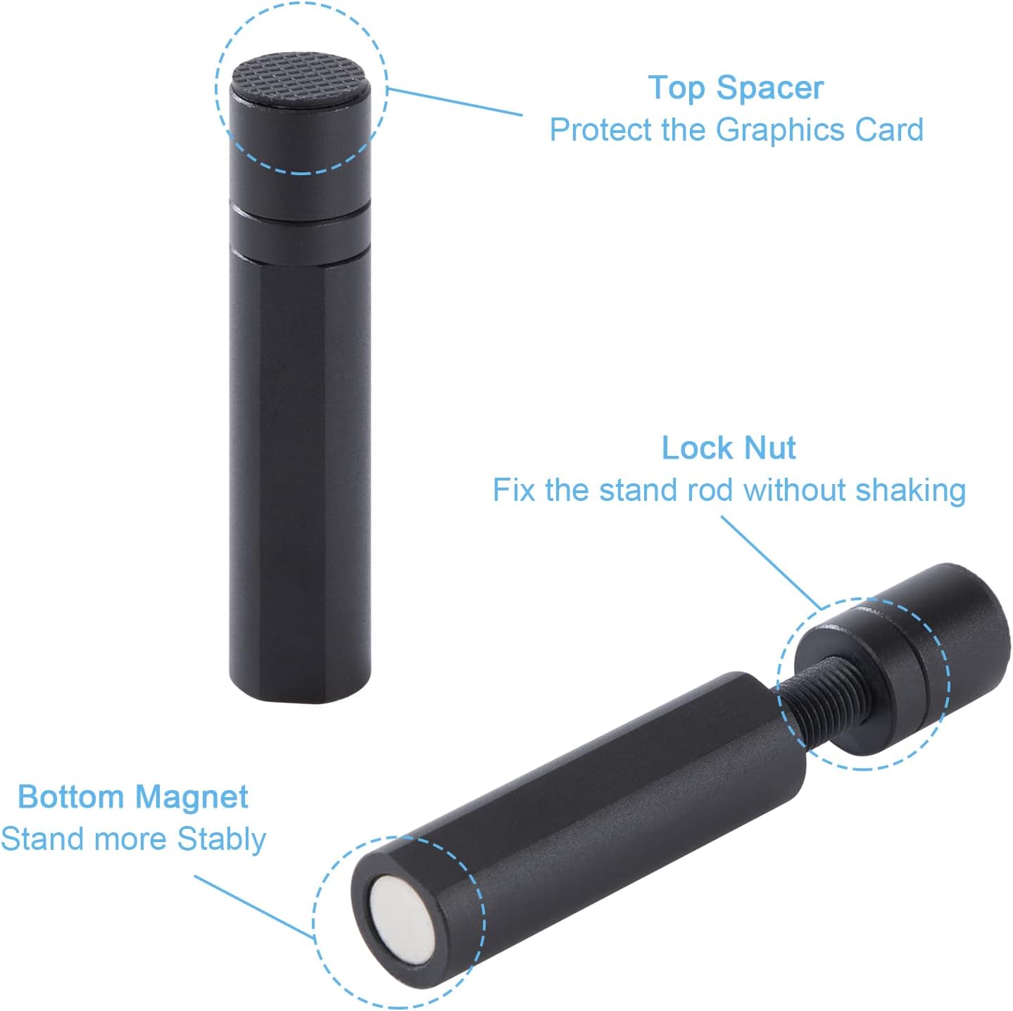 Supporto per Scheda Grafica in Alluminio GPU Brace Regolabile Supporto per Scheda Video 70-110 mm di Altezza Nero 70x15x15mm - Scheda video - Immagine 2