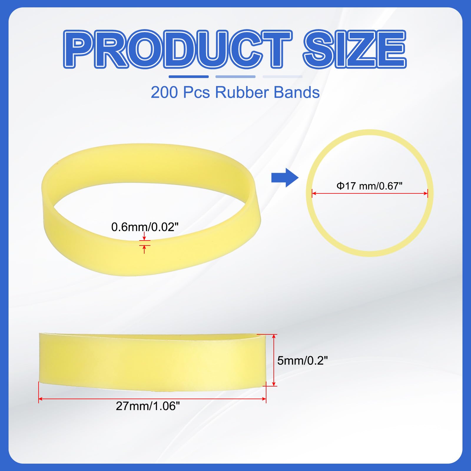 PATIKIL Silicone Rubber Bands Cable Ties 1.1", 200 Pcs Flat Rubber Elastic Band for Office Supplies Home Cord Wrapping Yellow - Image 2