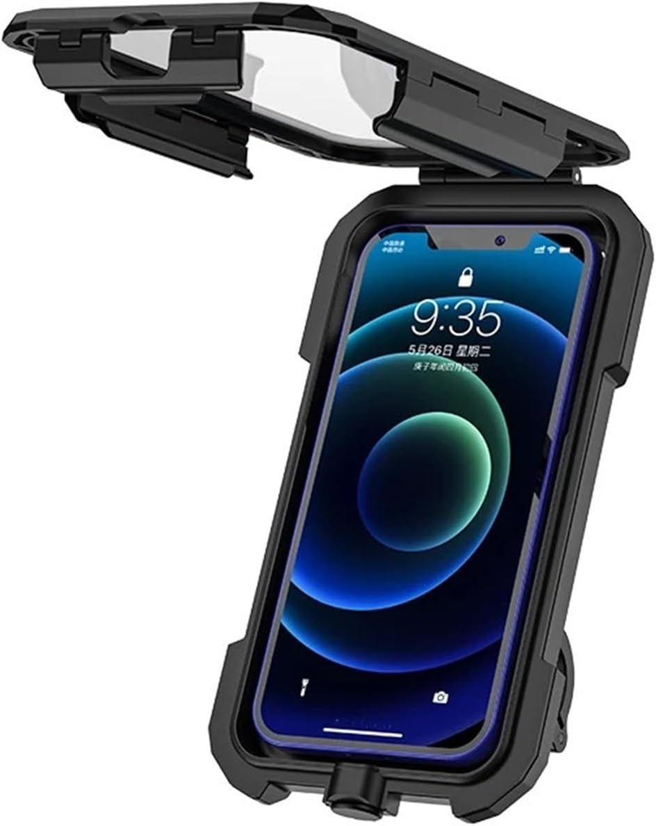 Waterproof Phone Case Bike Motorcycle Handlebar Rear View Mirror 3 to 6.8" Cellphone Mount Bag Motorbike Scooter Phone Stand(L for Handlebar)