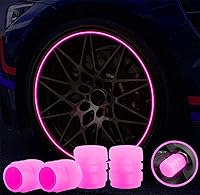 Vista 1 de Tapones universales fluorescentes para válvulas de neumáticos de automóvil, 4 piezas, tapas de válvula de neumático que brillan en la oscuridad
