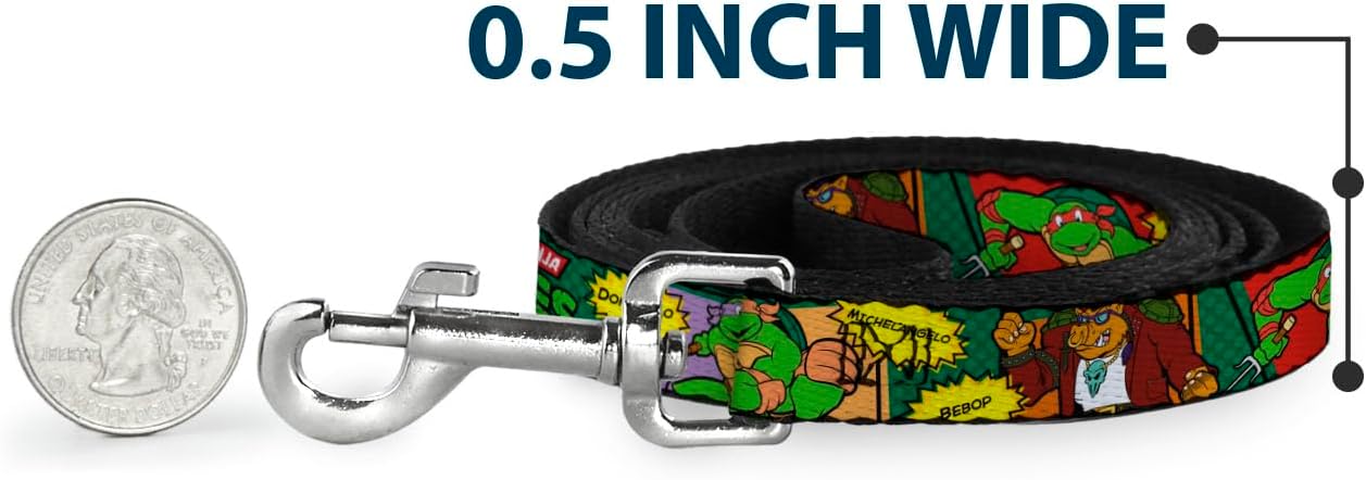 Dog Leash Ninja Turtles Character Comic Scenes 6 Feet Long 1.0 Inch Wide
