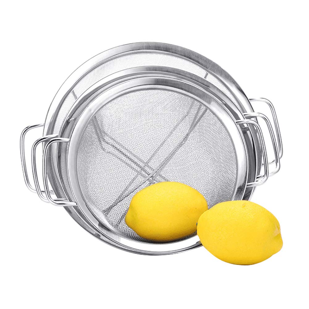 LovePlz Stainless Steel Fine Mesh Washing Rice Strainer Fruits Vegetable Sieve Colander Portable Durable Multi-Purposes Home Tools Silver 25cm