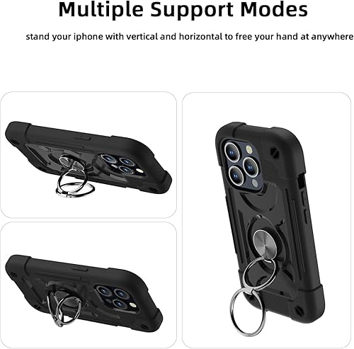 Miniatura 6 de MARKILL Funda compatible con iPhone 15 Pro de 6.1 pulgadas con soporte de anillo, protección contra caídas de grado militar, cuerpo completo,