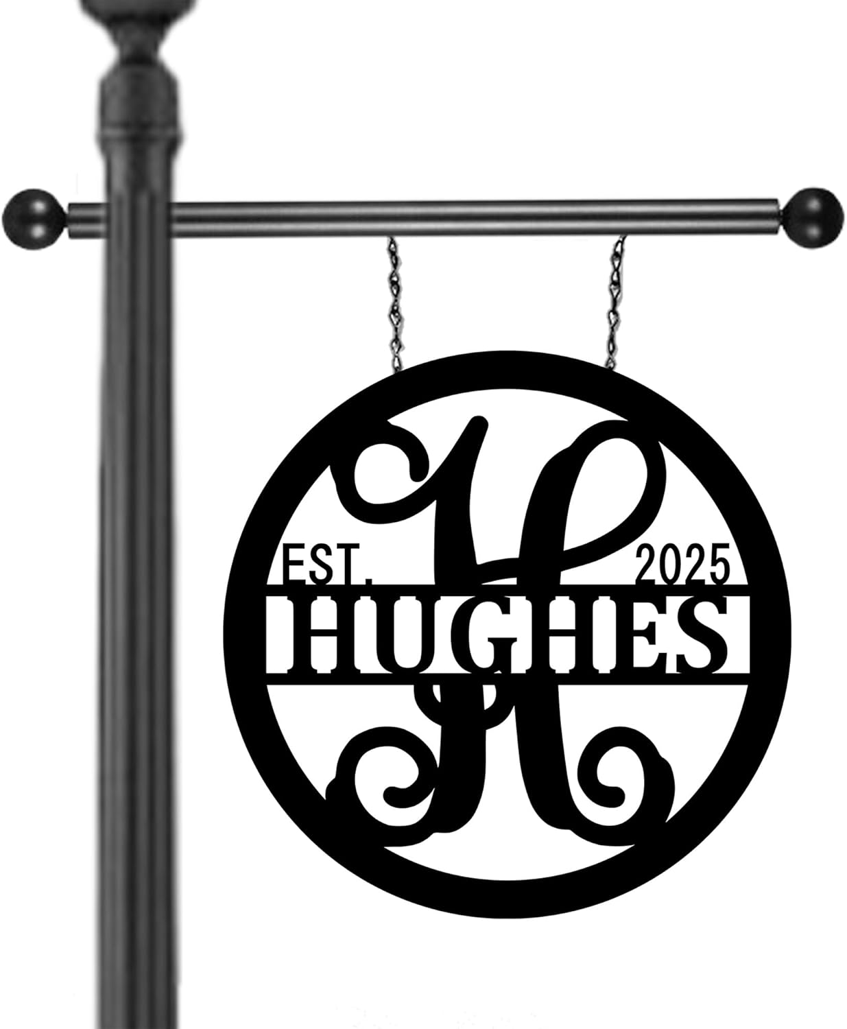 Personalized Last Name Metal ACM Sign for Outdoors or Inside 18 INCH Medium Monogram Letter Family Name Door Hanger, Customized Hanging Yard Decor or Wall Art, New Home Wedding Gift for Couple