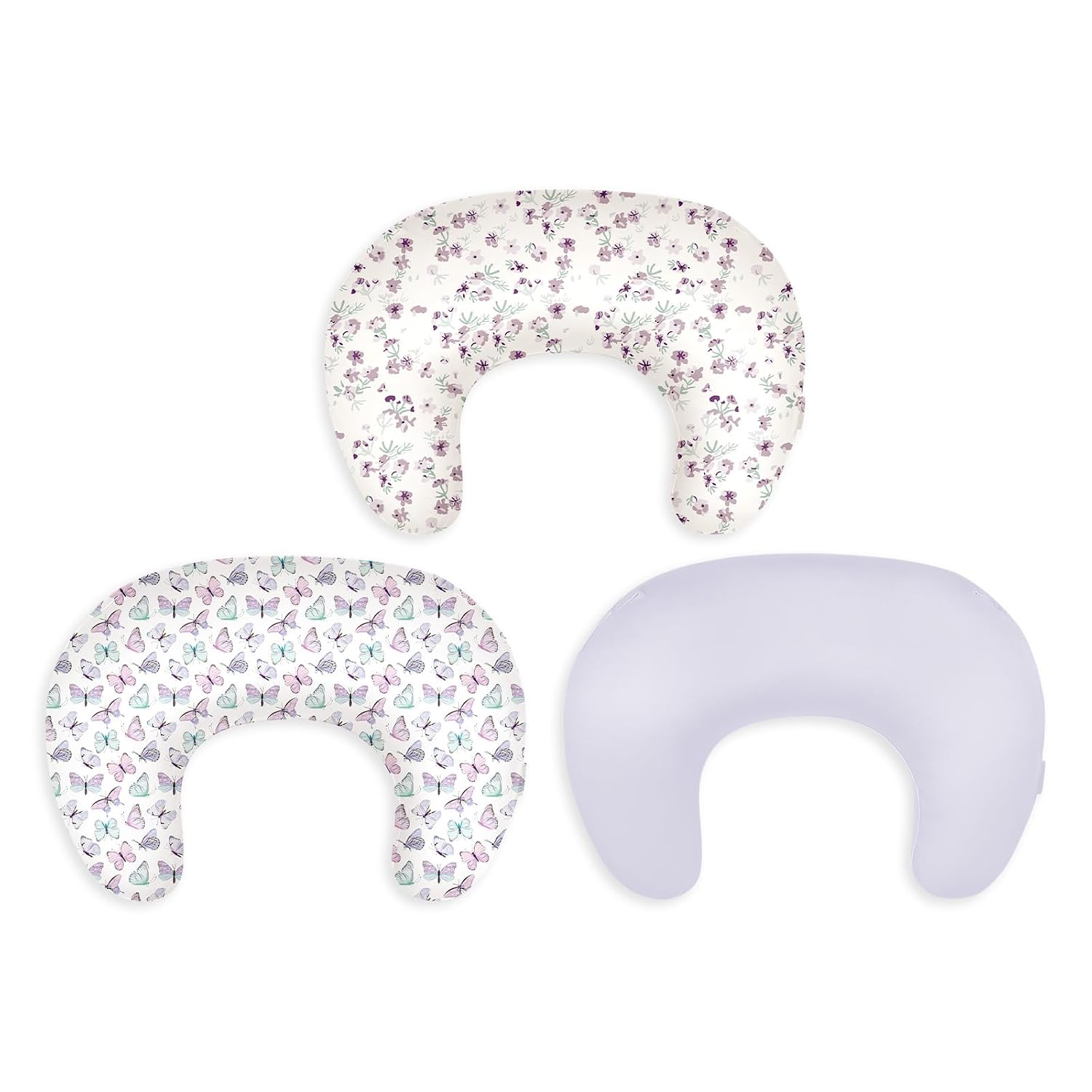 TotAha 3Pack Nursing Pillow Covers: Compatible with Updated Boppy Nursing Pillow, Soft Stretch Breastfeeding Pillow Covers with Dual Zipper, Washable Replacement Slipcovers, Pillow Insert Not Included