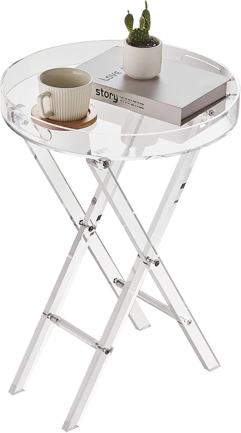 Amazon.com: VEVOR Acrylic Folding Tray Table, Acrylic End Table with ...