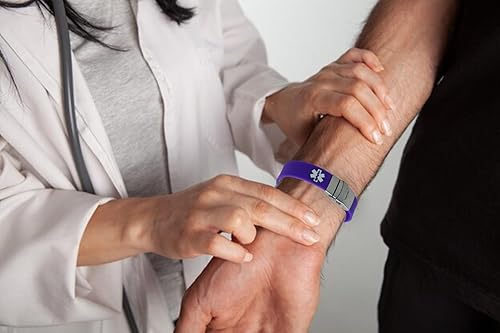 Miniatura 5 de Pulsera deportiva de silicona Medical Alert ID (incl. 5líneas de grabado) Elige tu color! -, Púrpura, 1