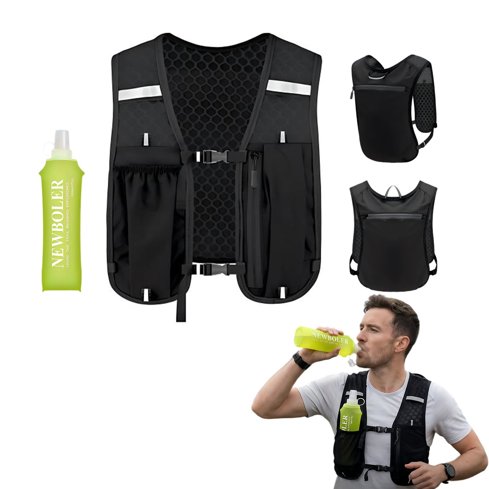 Hydration Vest Trail Running Vest Lightweight Running Vest 500ml Soft Flask