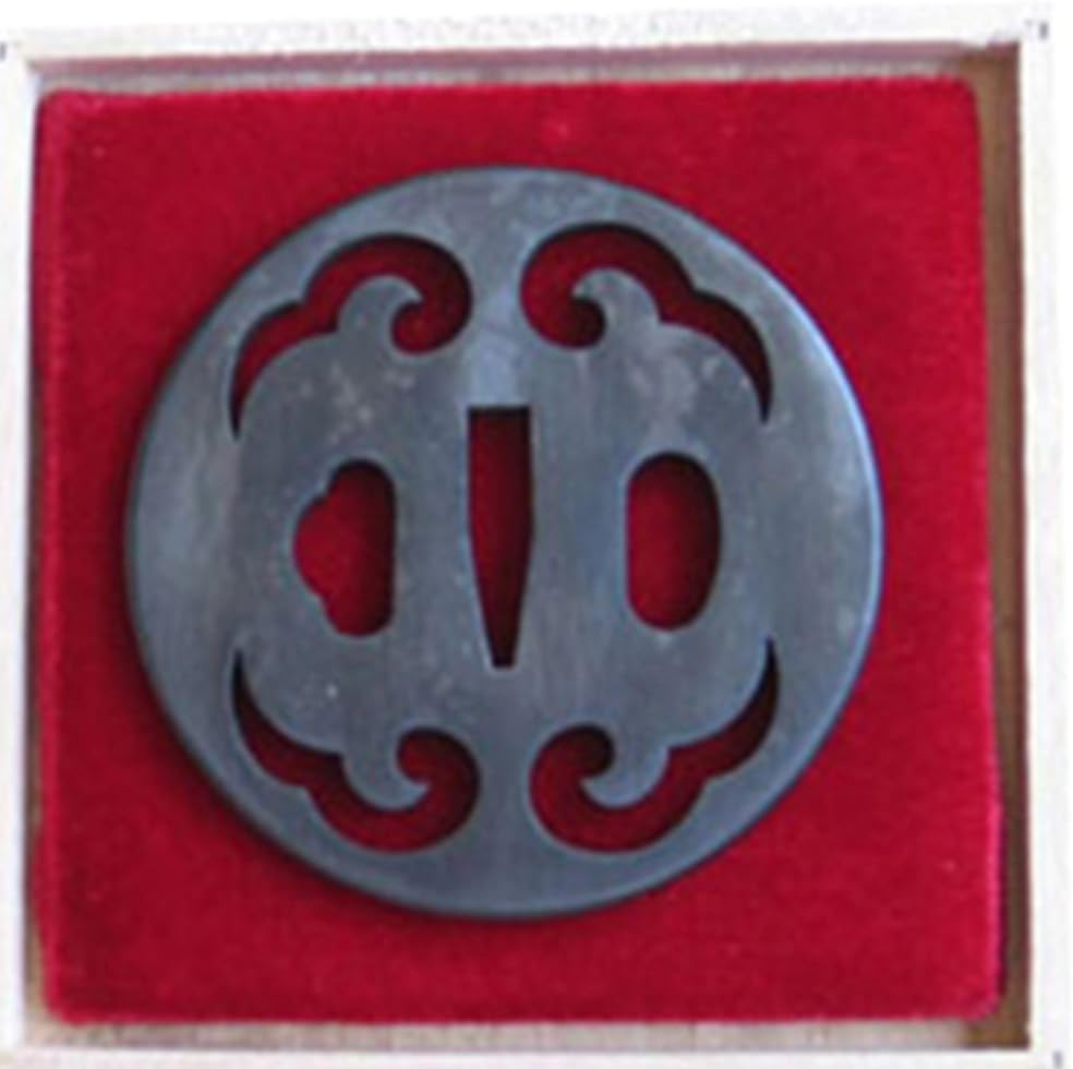 HMS Handmade Sword - Iron Alloy Samurai Sword Tsuba, with Wooden Box, for Katana Wakizashi Swords