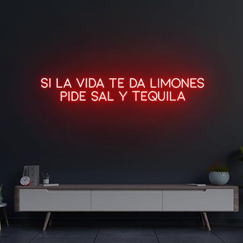 Miniatura 2 de Letrero de neón de Si La Vida Te Da Limones Pide Sal Y de Tequila de 35 pulgadas con luces LED para decoración de pared para el hogar, cóctel, bar,