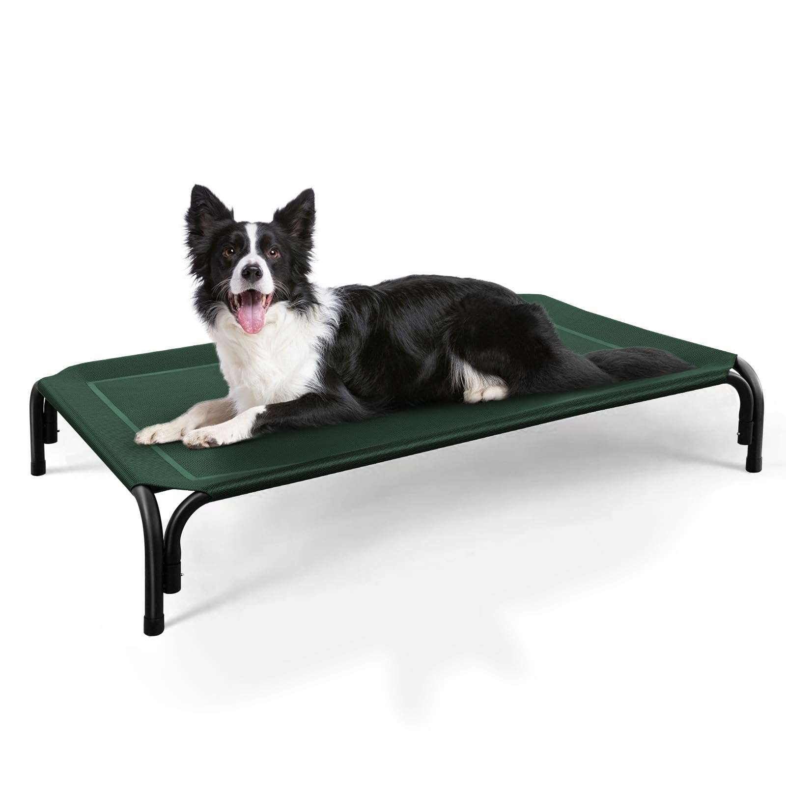 DOPEDIO Raised Dog Bed Green L Size Cooling Breathable Elevated Pet Bed Outdoor for Travel and Garden